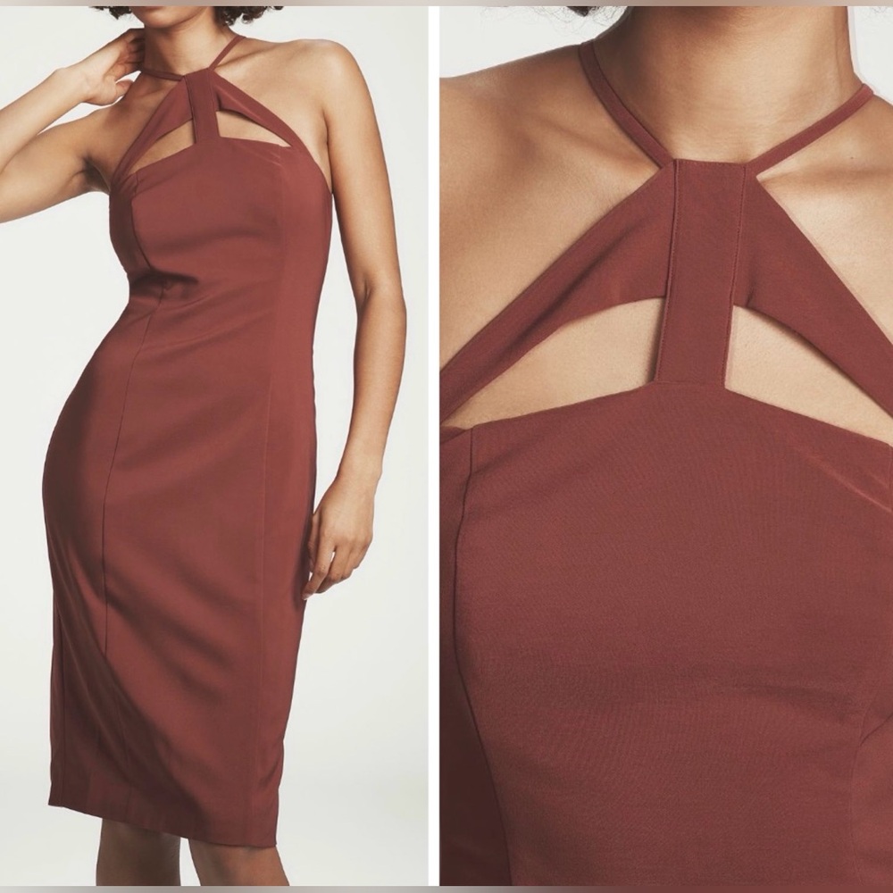 Anthropologie Halter Cutout Slim Midi Dress, Size XS